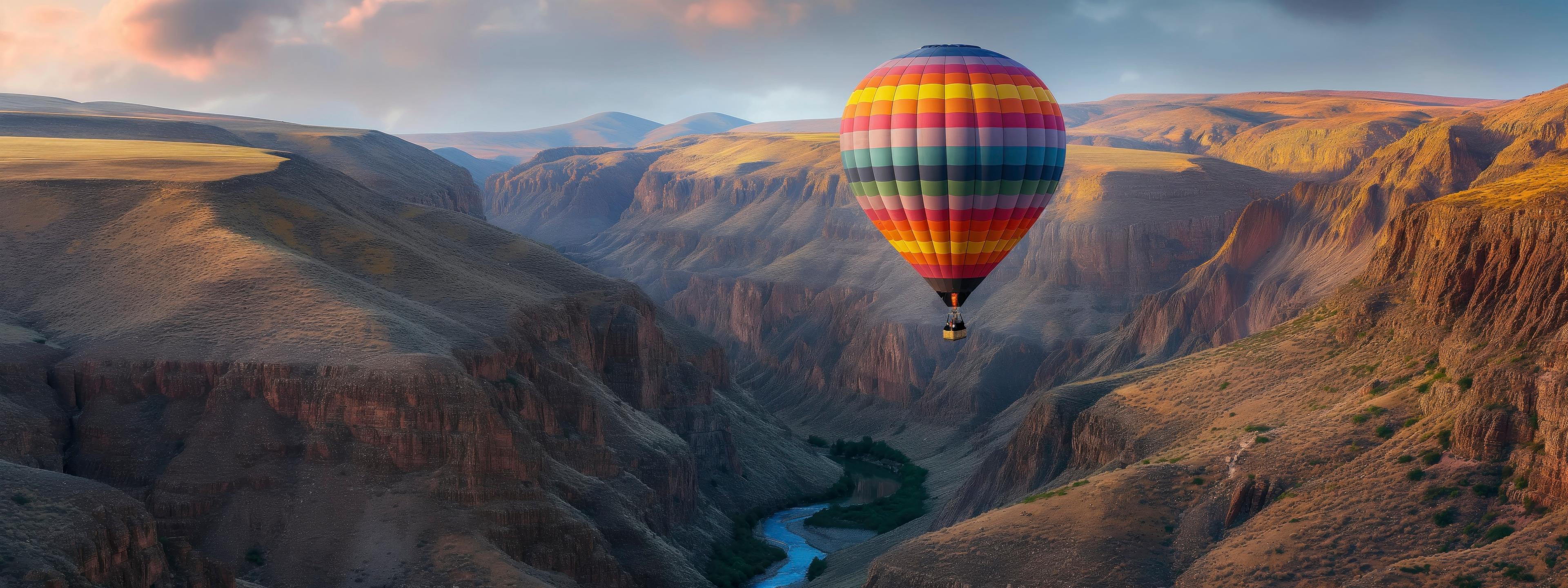 Paisagem com Balão de ar quente.